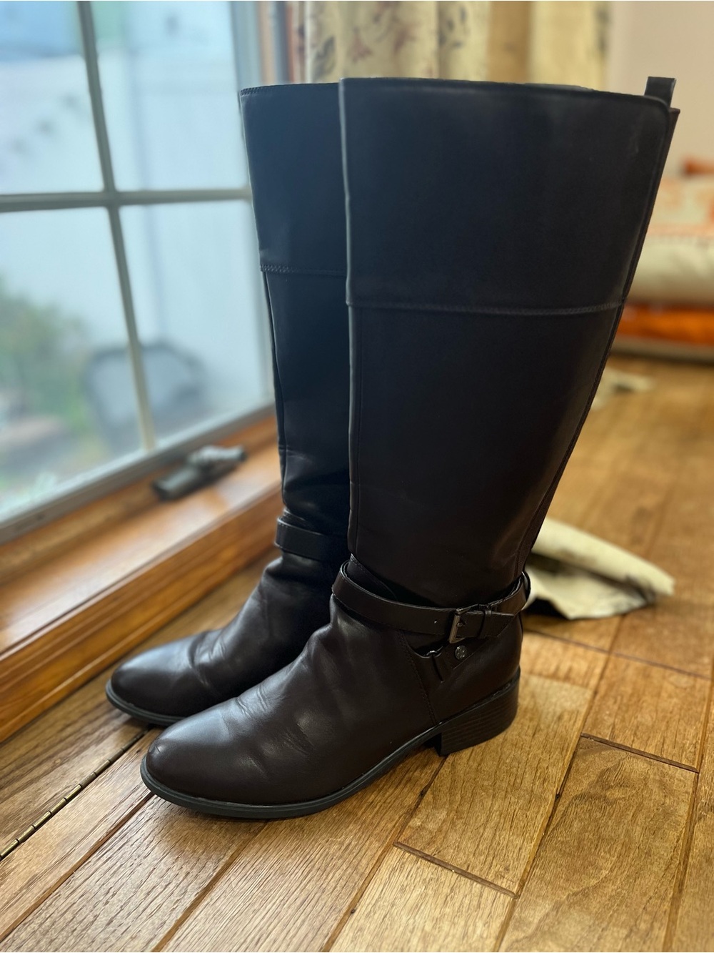 Bandolino Chocolate Brown Tall Riding Boots with Buckle Strap